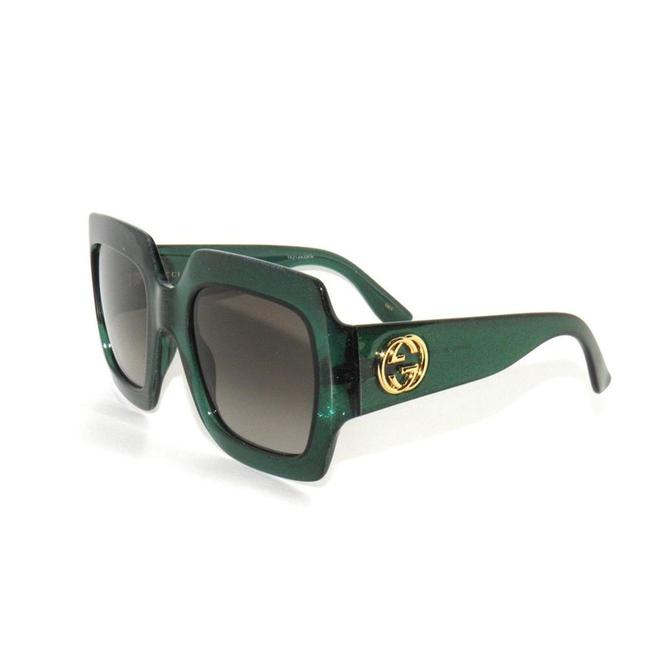Gucci 005 Green Glitter New Gg0053s Square Oversized Sunglasses