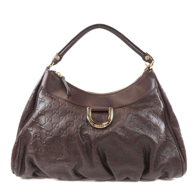 Gucci 189833 Gg Shima One Ladies Brown Leather Shoulder Bag