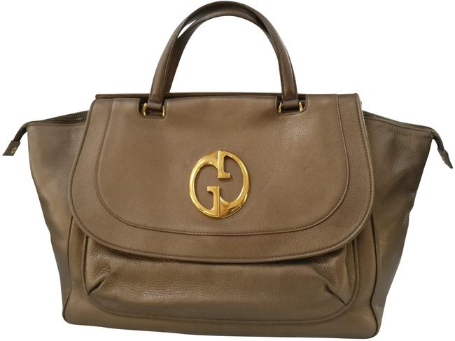 Gucci 1973 Large Tote Metallic Brown Leather Satchel