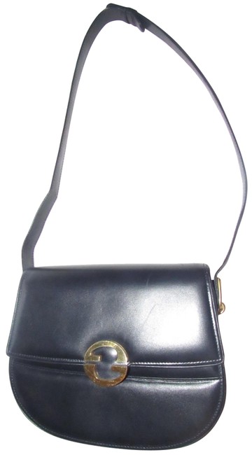 Gucci 1973 Vintage Purses Designer Purses Deep Blue Leather Shoulder Bag
