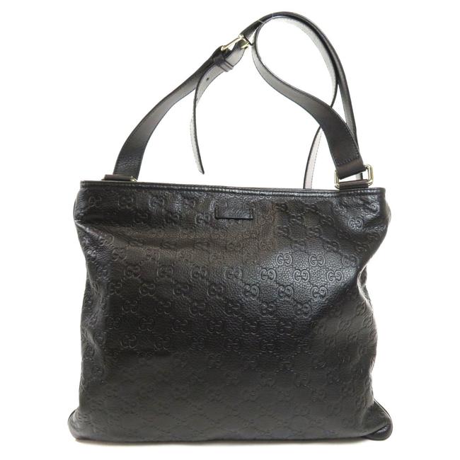 Gucci 201446 Gg Pattern Shima Mens Black Leather Shoulder Bag