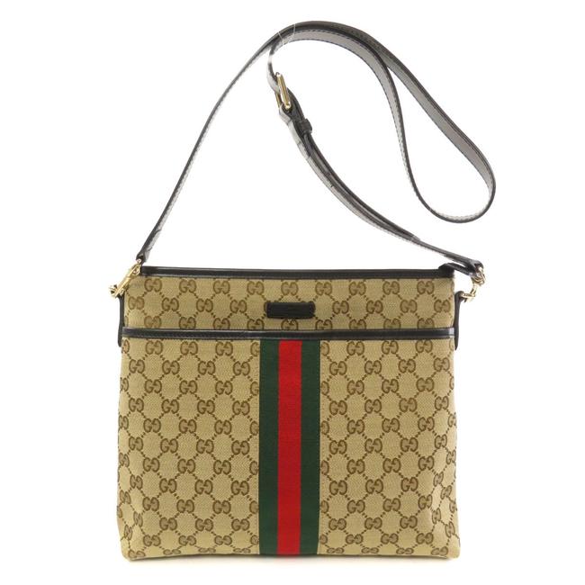 Gucci 388926 Gg Sherry Ladies Beige Canvas Shoulder Bag