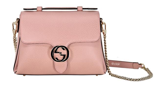 Gucci 510302 Gg Interlocking Medium Soft Pink Leather Cross Body Bag