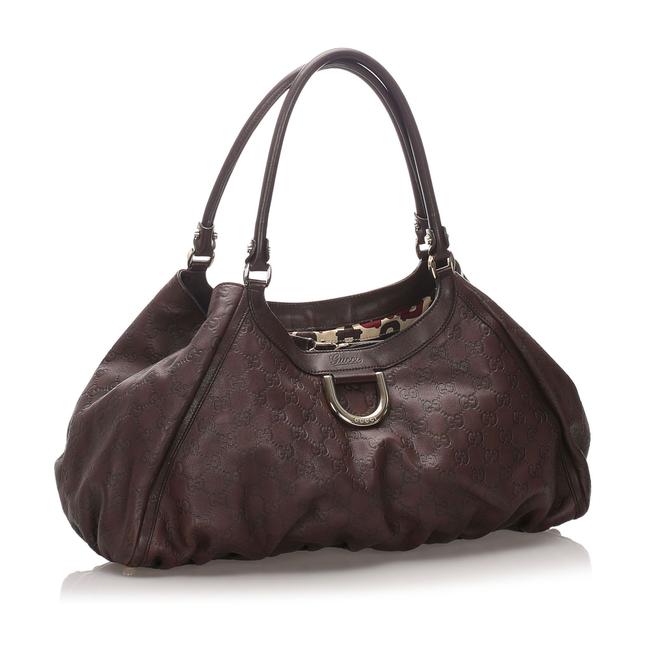 Gucci Abbey Guccissima D ring Brown Leather Shoulder Bag