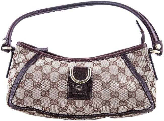 Gucci Abbey Monogram D Ring Pochette Brown Canvas Shoulder Bag