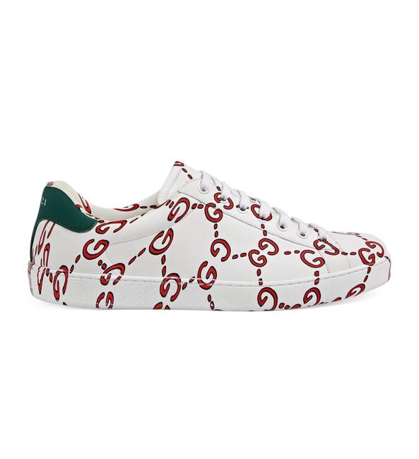 Gucci Ace Gg Print Leather Men Sneakers 