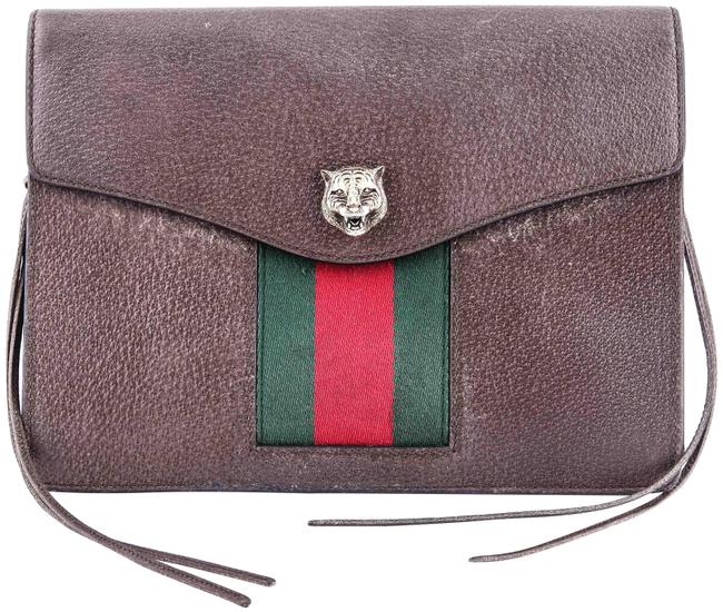 Gucci Shoulder Bag Animalier Brown Leather Clutch