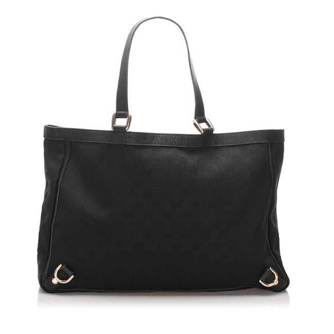 Gucci Bag Abbey Gg Canvas Abbey d Ring Black Leather Tote