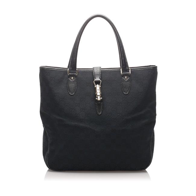Gucci Bag Gg Canvas Black Leather Tote