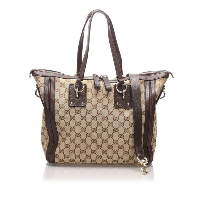 Gucci Bag Gg Canvas Brown Leather Tote
