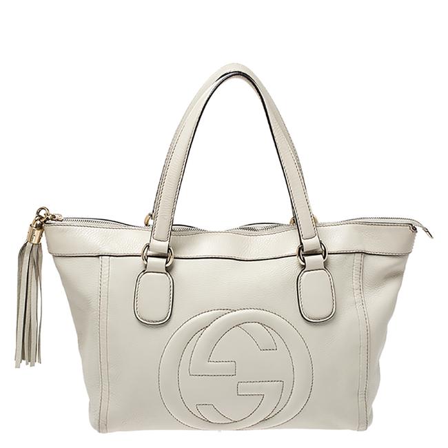 Gucci Bag Soho Pebbled Cream Leather Tote
