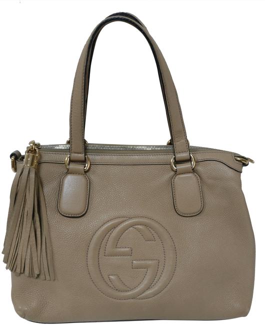 Gucci Bag Soho Top Handle Satchel Beige Leather Tote