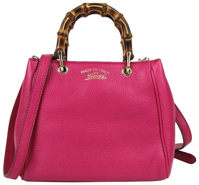 Gucci Bag W Bamboo Mini W Shoulder Strap 368823 Fuchsia Leather Tote