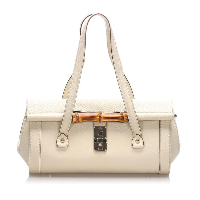 Gucci Bamboo Bullet White Leather Shoulder Bag
