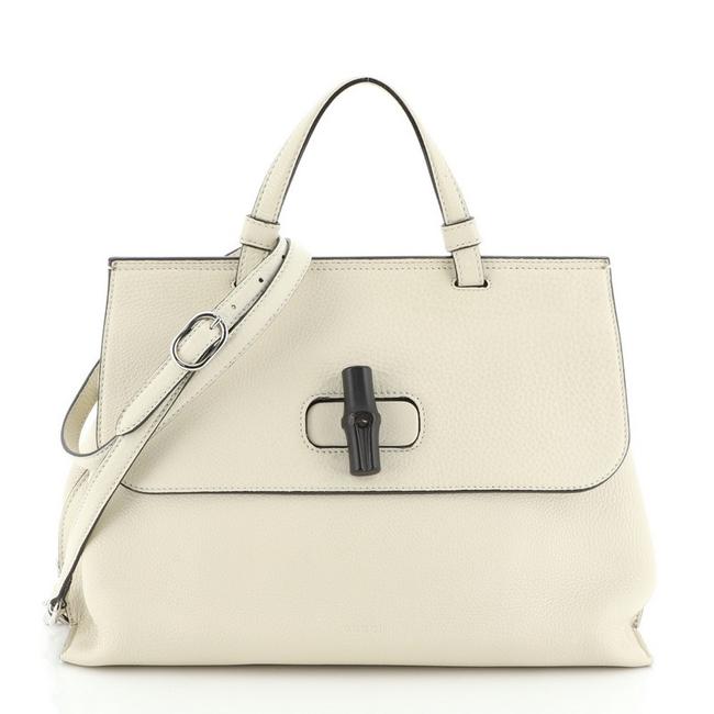 Gucci Bamboo Daily Top Handle Medium Neutral Leather Cross Body Bag