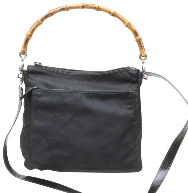 Gucci Hobo Bamboo 869311 Black Nylon Shoulder Bag