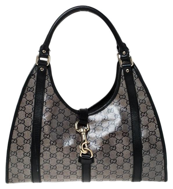 Gucci Bardot Crystal Canvas and Joy Black Leather Tote