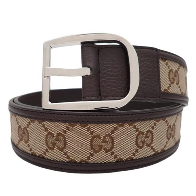 Gucci Beige Ebony New Gg Guccissima Canvas Leather 95 Belt