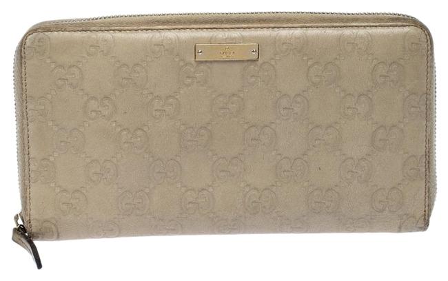 Gucci Beige Guccissima Leather Zip Around Organizer Wallet