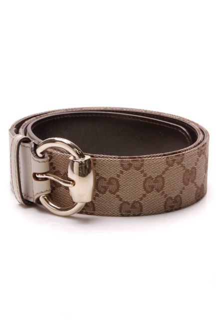Gucci Beige Horsebit Ring Supreme Canvas 36 Belt