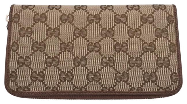 Gucci Beige Long Fastener Ladys Men 363423 Gg Canvas Wallet