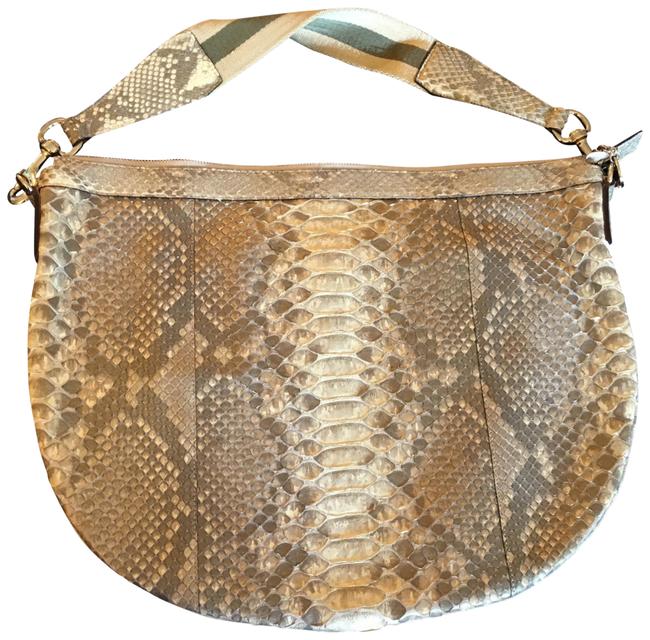 Gucci Beige Gold Python Skin Leather Hobo Bag