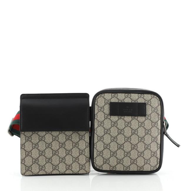 Gucci Belt Double Web Gg Coated with Leather Black Brown Canvas Shoulder Bag