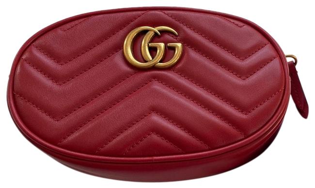Gucci Belt Marmont Gg Matelasse Red Leather Weekend Travel Bag