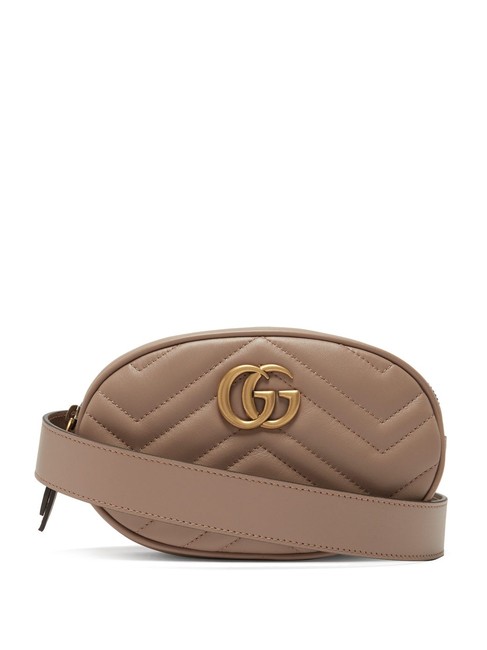 Gucci Belt Marmont Mf Gg Quilted Pink Leather Cross Body Bag