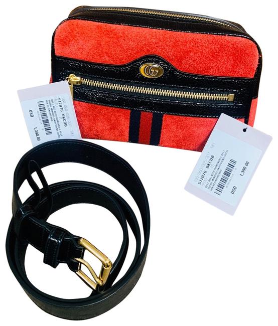 Gucci Belt Ophidia Small Suede Red Black Patent Leather Cross Body Bag
