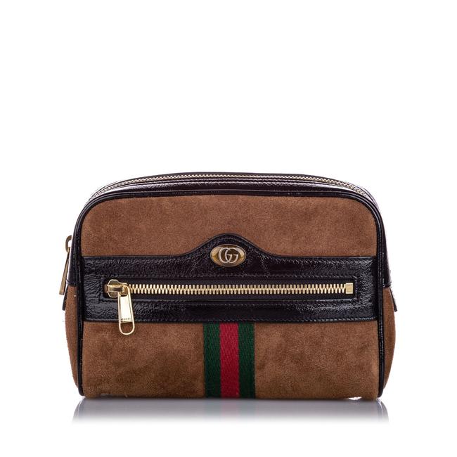 Gucci Belt Small Ophidia Suede Brown Leather Shoulder Bag