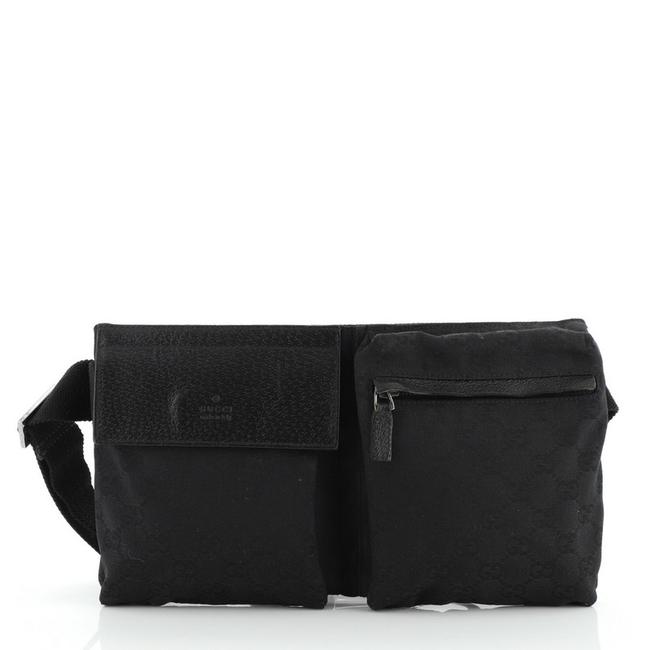 Gucci Belt Vintage Double Gg Black Canvas Shoulder Bag