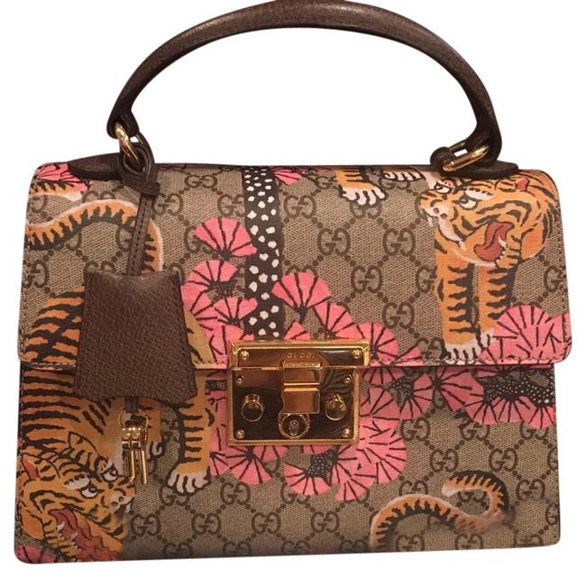 Gucci Shoulder Bengal Brown Pink Leather Cross Body Bag