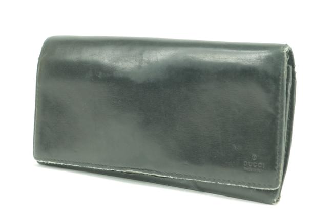 Gucci Black 44gk0110 Leather Long Flap Bifold Wallet