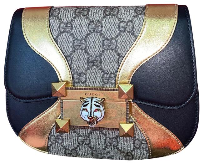 Gucci Black and Gold Leather Cross Body Bag