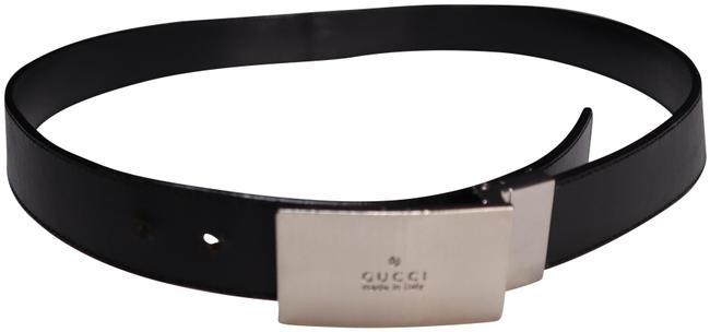 Gucci Black and Silver Vintage Buckle Belt