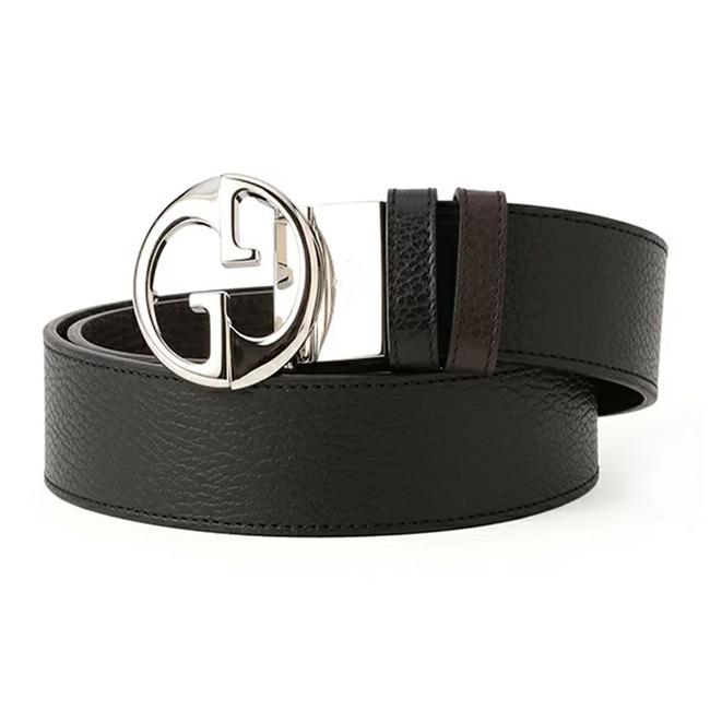 Gucci Black Brown New Leather Reversible Gg Buckle 95 Belt