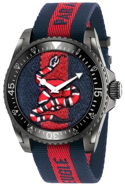 Gucci Black Dive Nylon Strap Emroidered Mens Ya136214 Watch