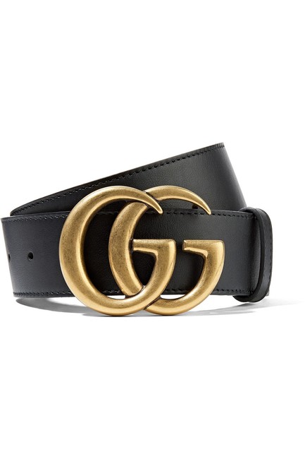 Gucci Black Gg Logo Leather 75 Wide 4cm Belt