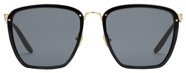 Gucci Black Gold Grey Gg0673s Unisex Square Acetate and Metal Sunglasses