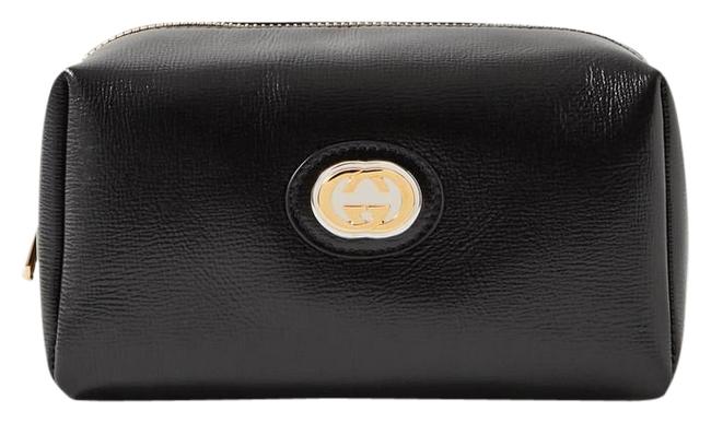 Gucci Black Gold Clutch Glossy Cosmetic Bag