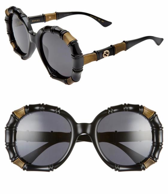 Gucci Black Gold Round Full Rim Sunglasses
