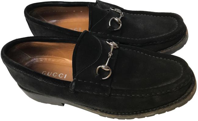 Gucci Black Horsebit Loafers Suede Loafers Flats 