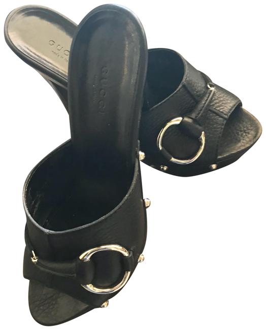 Gucci Black Horsebit Mules Slides