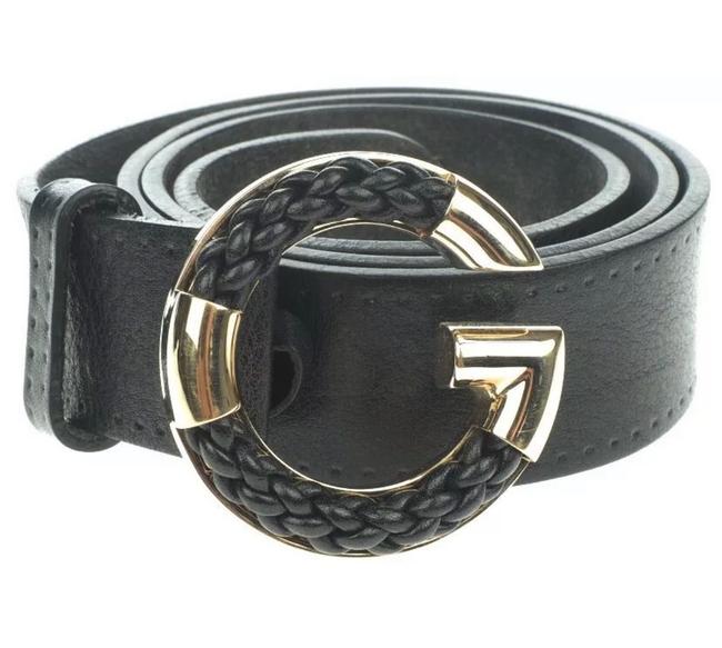 Gucci Black Leather Braided and Metal G Buckle 90 36 Belt