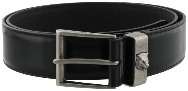 Gucci Black 495124 85cm 34in Unisex Leather with Feline Head Belt