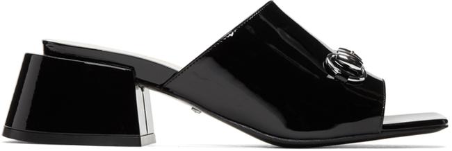 Gucci Black Lexi Patent Leather Sandals 
