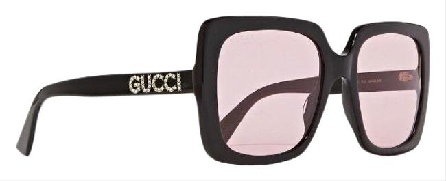 Gucci Black Logo Rhinestone Oversized Square Framed Sunglasses