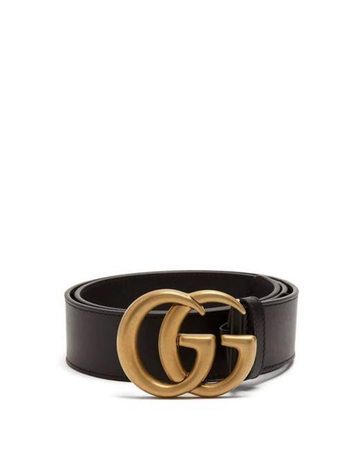 Gucci Black Mf Gg Leather Belt