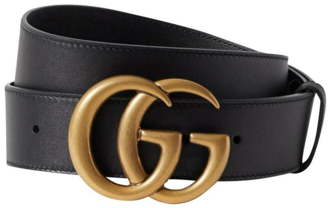 Gucci Black New 80 Cm Leather Gg Logo Thick Belt
